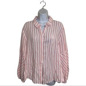 Chico’s Pink and White Striped Gauze Blouse 3
